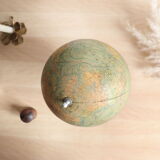 Globe world map J. Forest for Girard Barrère and Thomas on wooden base, 50s