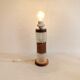 Swedish table lamp, made of what looks like rosewood and crystal glass.
