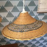 Pair of vintage wicker hanging lamp