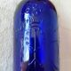 Vintage cobalt blue bottle 80's floral decoration garlands in relief