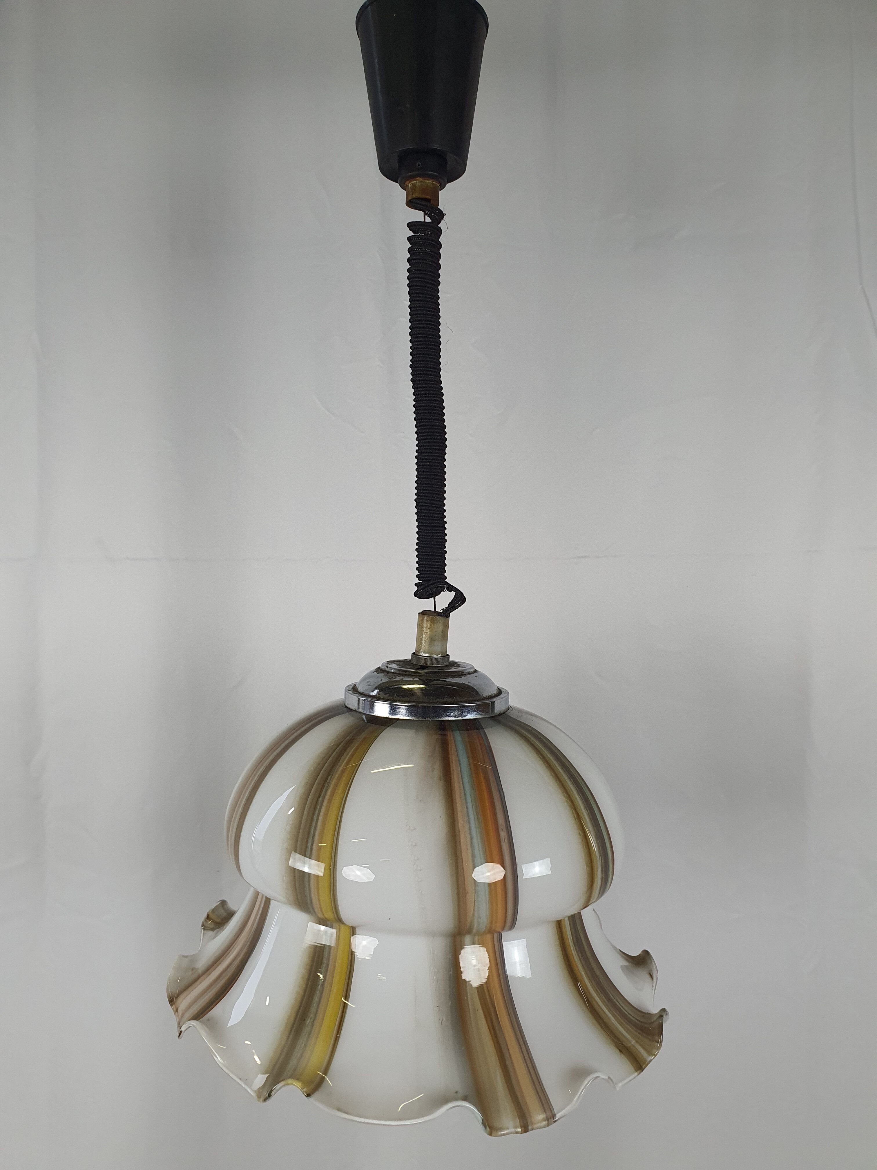 Chandelier in white and multicolored Murano glass