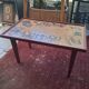 Table basse en bois scènes peintes midcentury