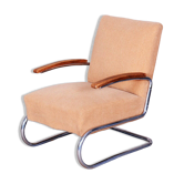 Bauhaus Armchair in Beech & Chrome attributed to Thonet, Czech, 1930s