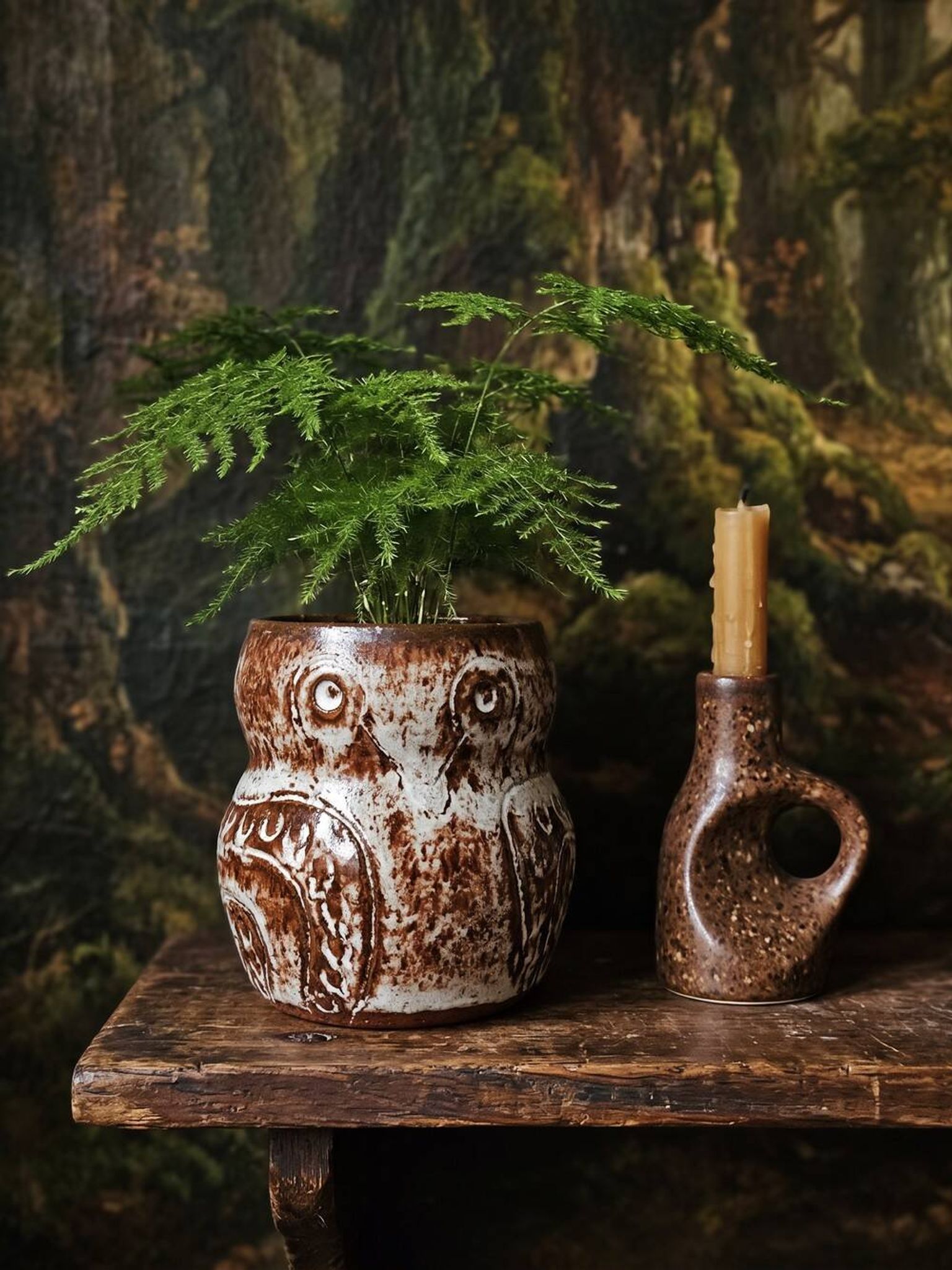 Vintage owl pot in glazed stoneware by Alain Granet, Vallauris 1960s-1970s.
