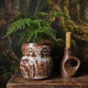 Vintage owl pot in glazed stoneware by Alain Granet, Vallauris 1960s-1970s.