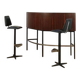 Bar en palissandre du milieu du XXe siècle avec tabourets de bar