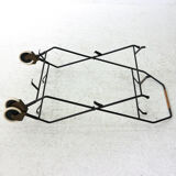 Mid-century modern foldable serving trolley with teak trays