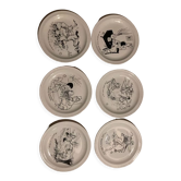 Lot 6 assiettes humoristiques de Jean Bellus