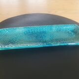 Signed turquoise enameled ceramic pocket tray