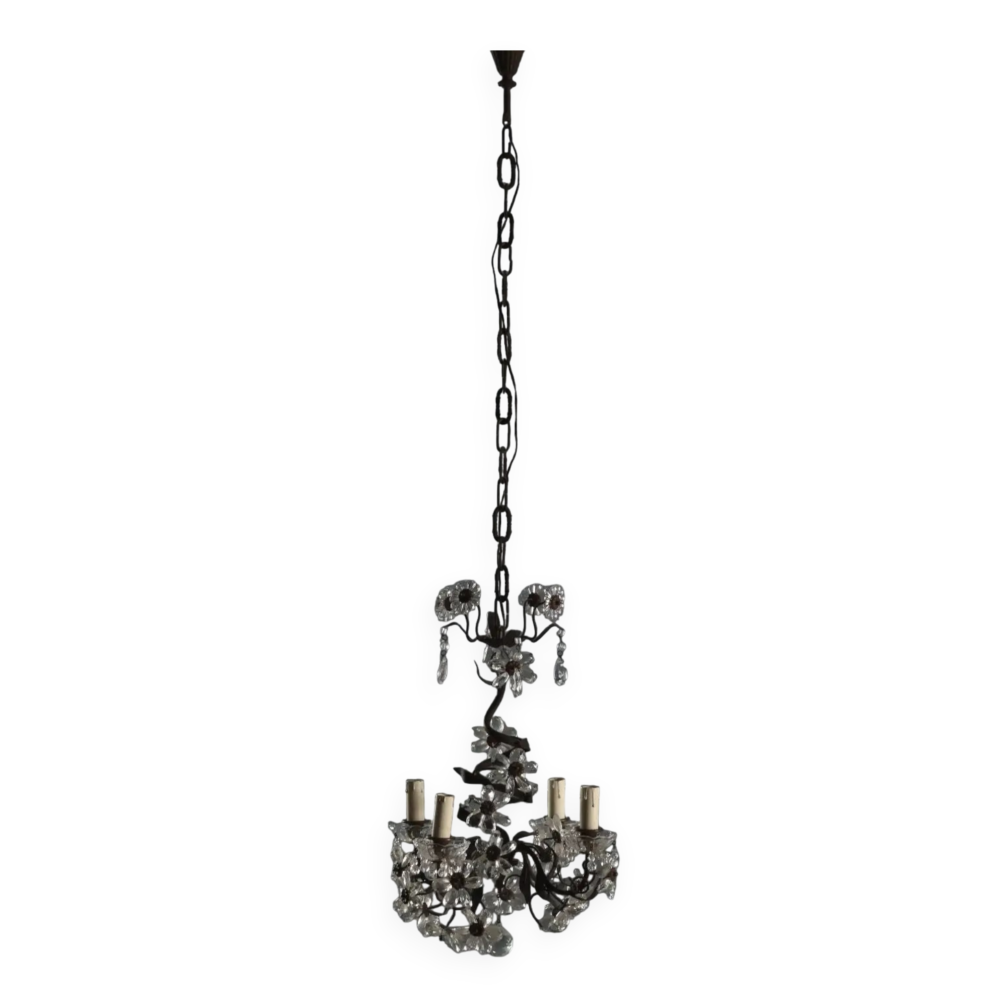 Antique metal and sheet chandelier, Italy, 20th century