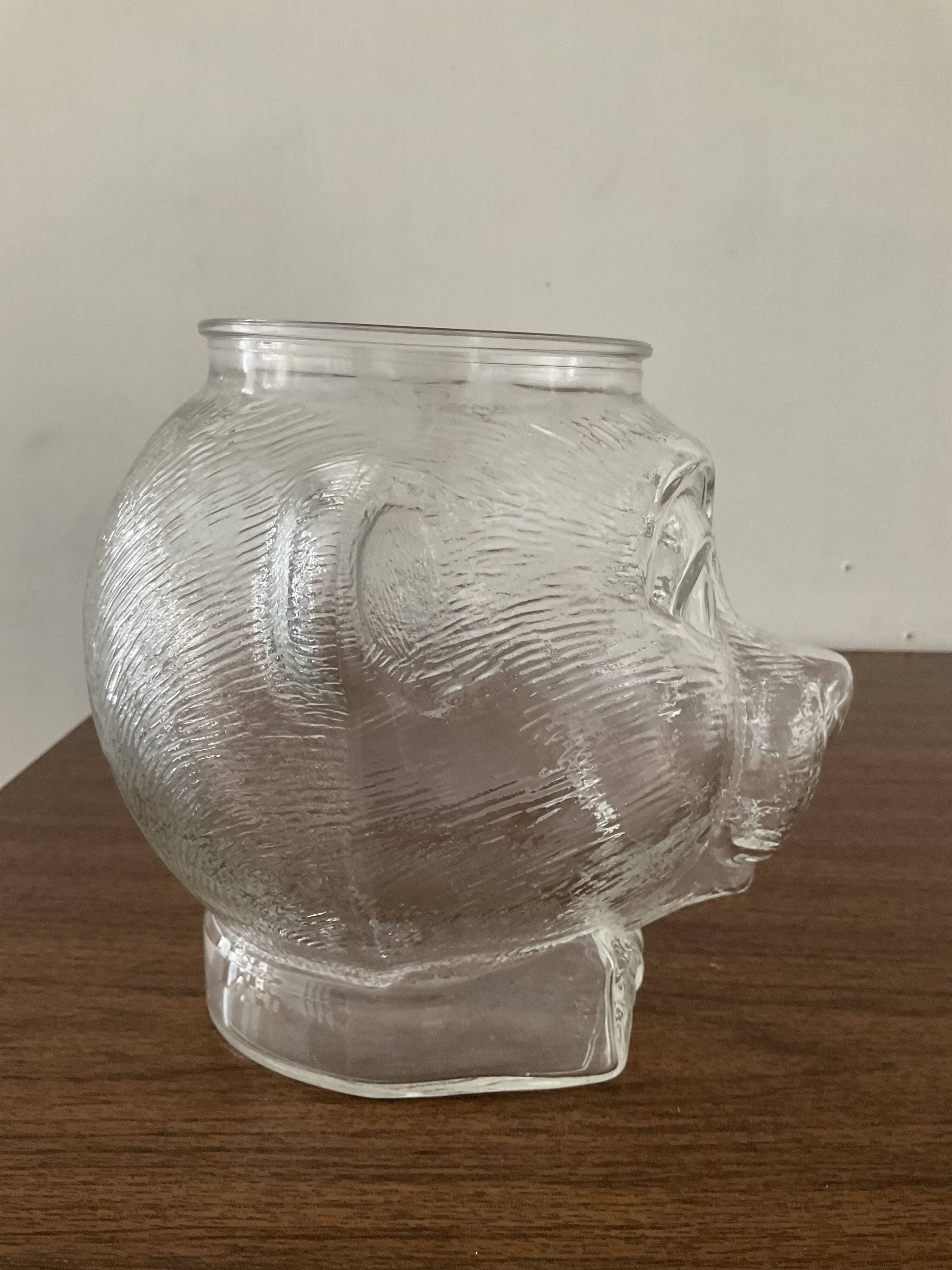 Vintage glass bear head jar France