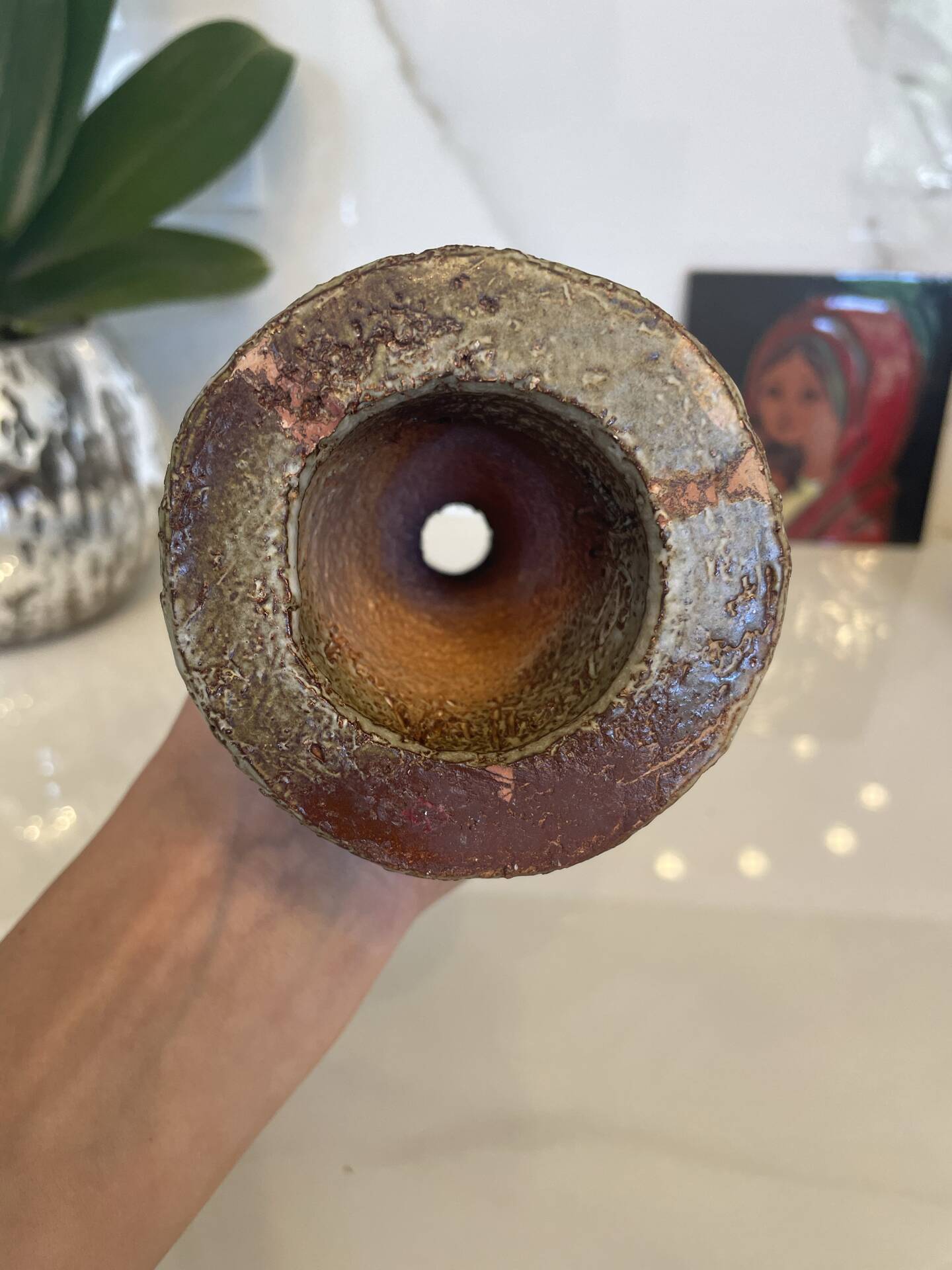 Vallauris candlestick signed 21.5 cm – 1970s brutalist ceramic