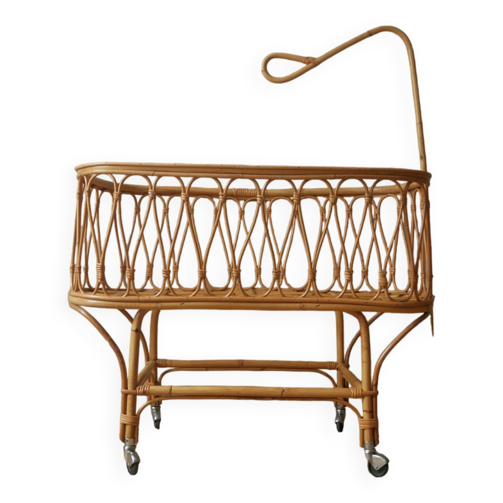 Vintage rattan crib Scandinavian decoration