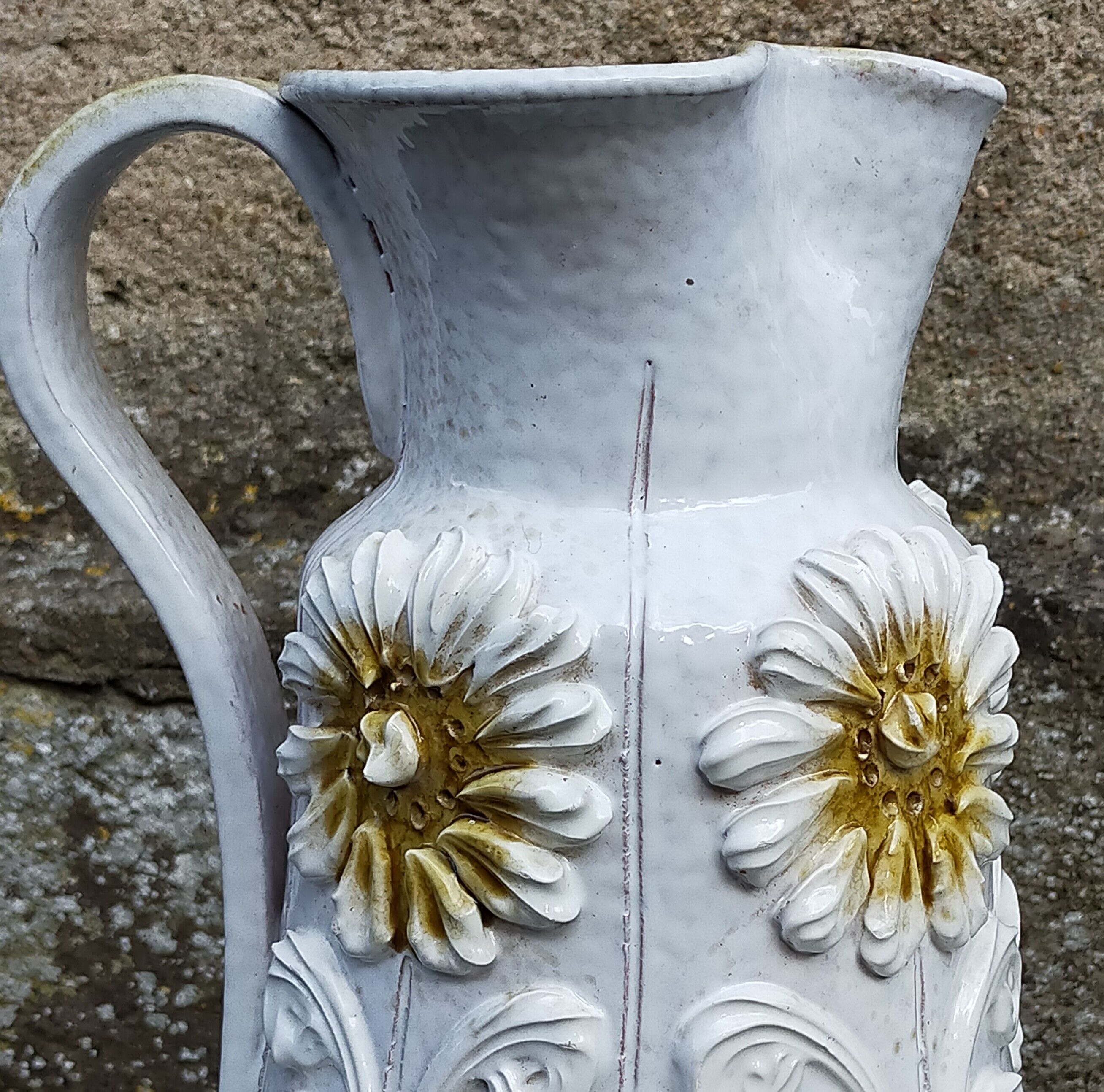 Vase céramique barbotine Italienne à anse