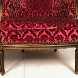 Pair of Transition period armchairs, trimmed with burgundy velvet