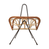 Porte vintage magazine rattan ratin white scoubidou and black metal trample