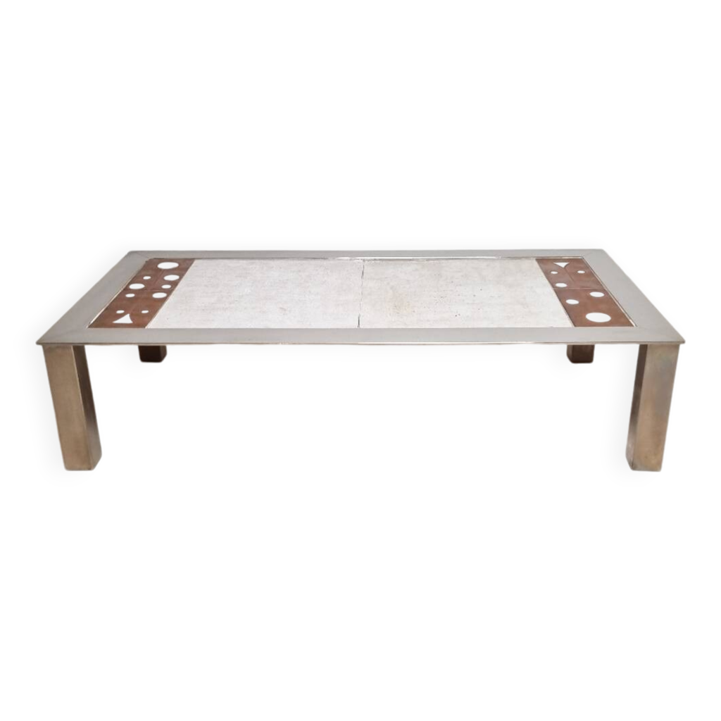 Table basse en inox et céramique | Selency