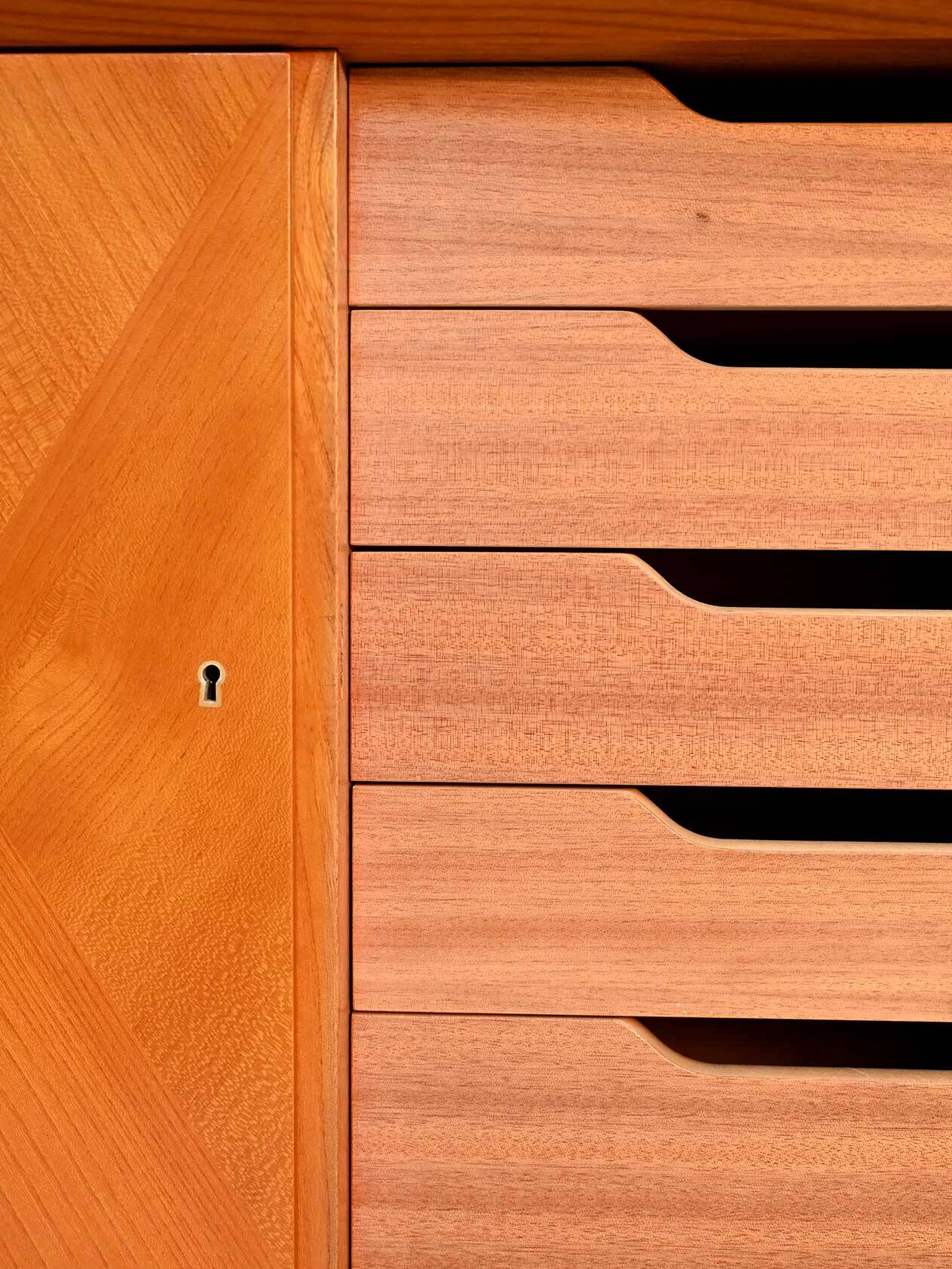 Elm and root veneer cabinet by AB Seffle Möbelfabrik, 1950s