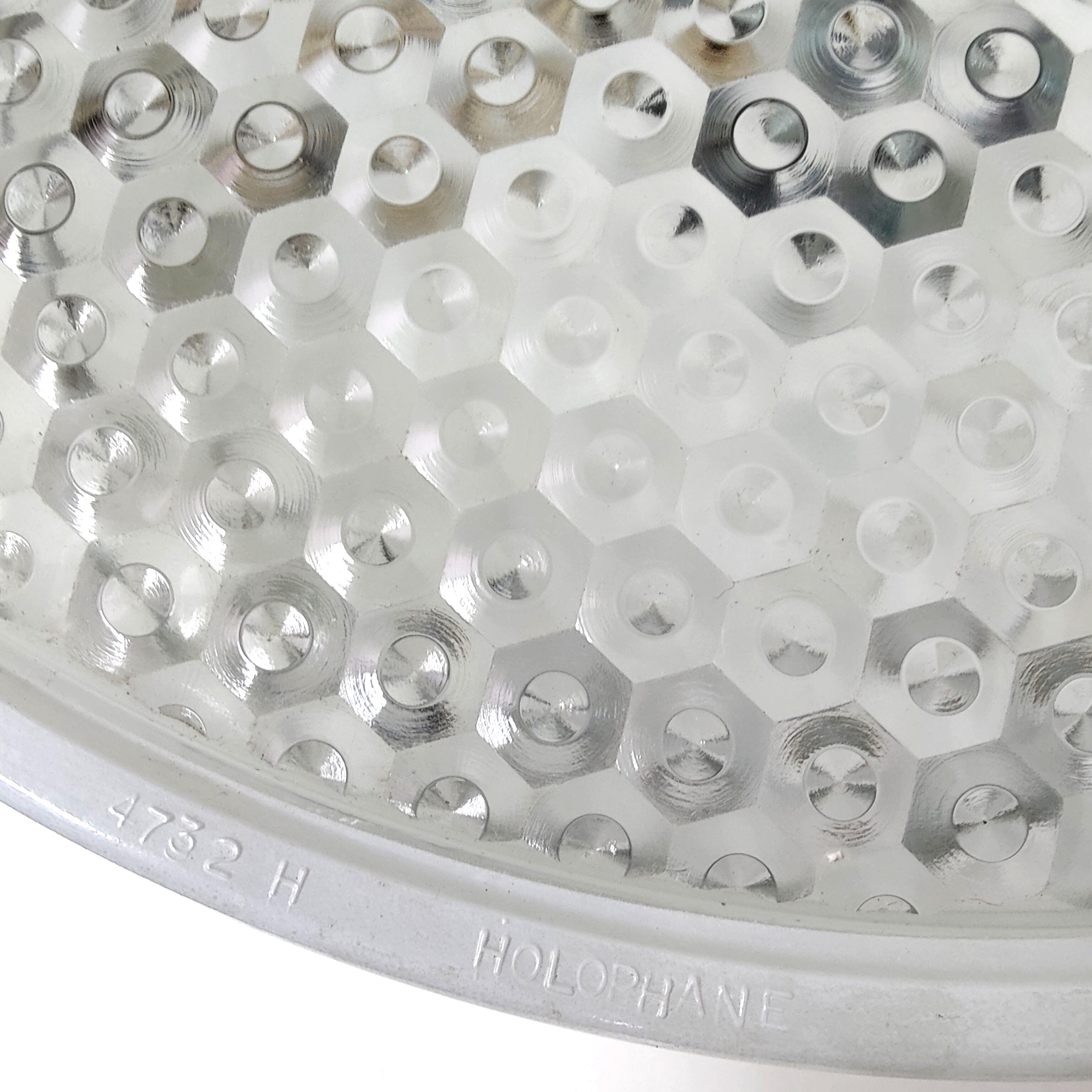 Ceiling lamp or wall lamp Holophane white opaline glass 1970 diameter 35cm