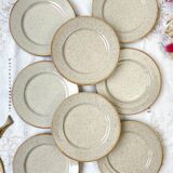 8 Petites Assiettes en grès moucheté Tulowice mid century XXe