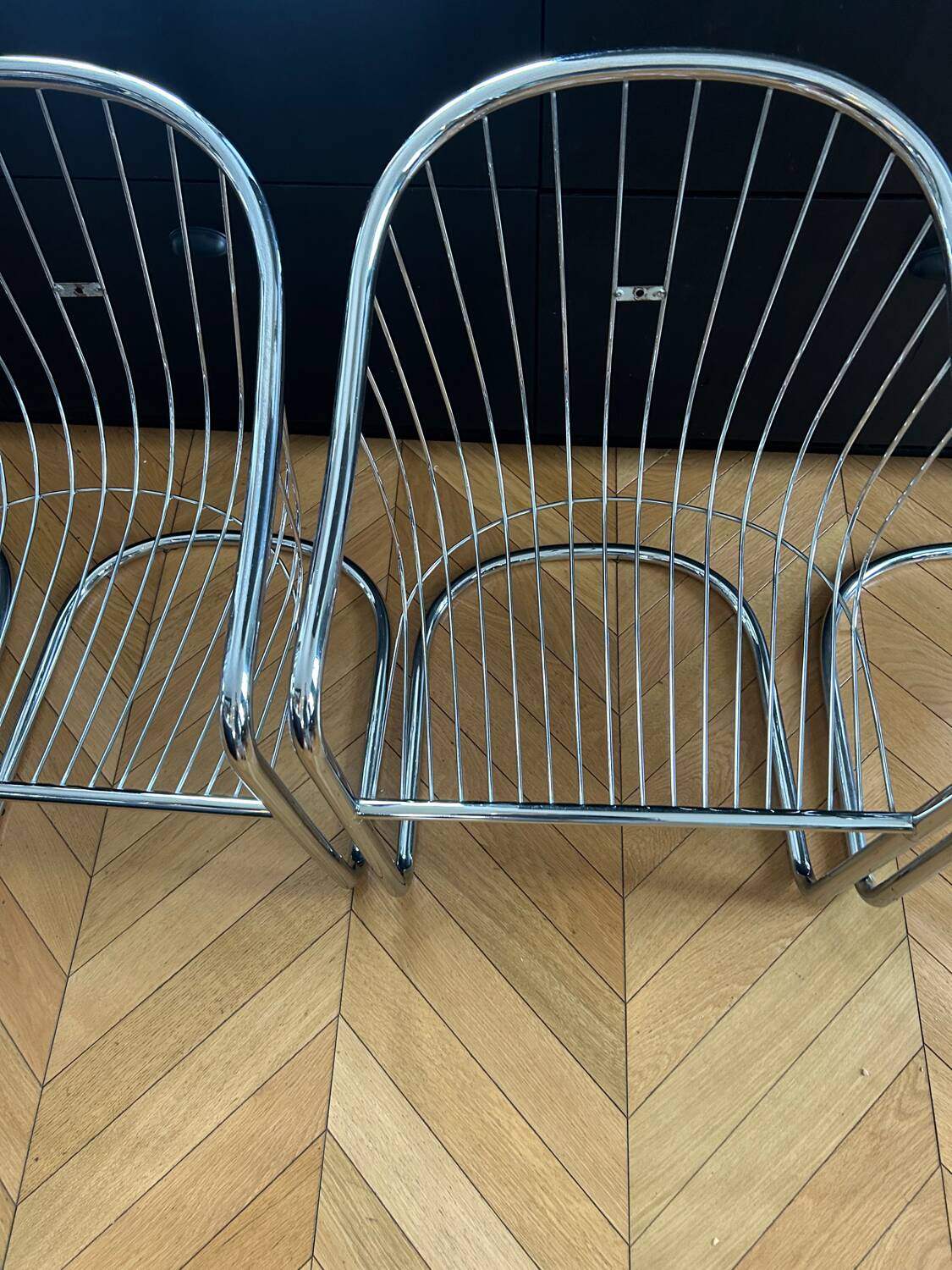 Set of 6 vintage Italian design chairs in chrome – 1970s – Gas style