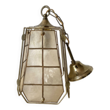 Vintage mother-of-pearl and brass pendant light