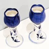 2 vintage '80 candlesticks in the shape of a tulip. Delft. In perfect condition.