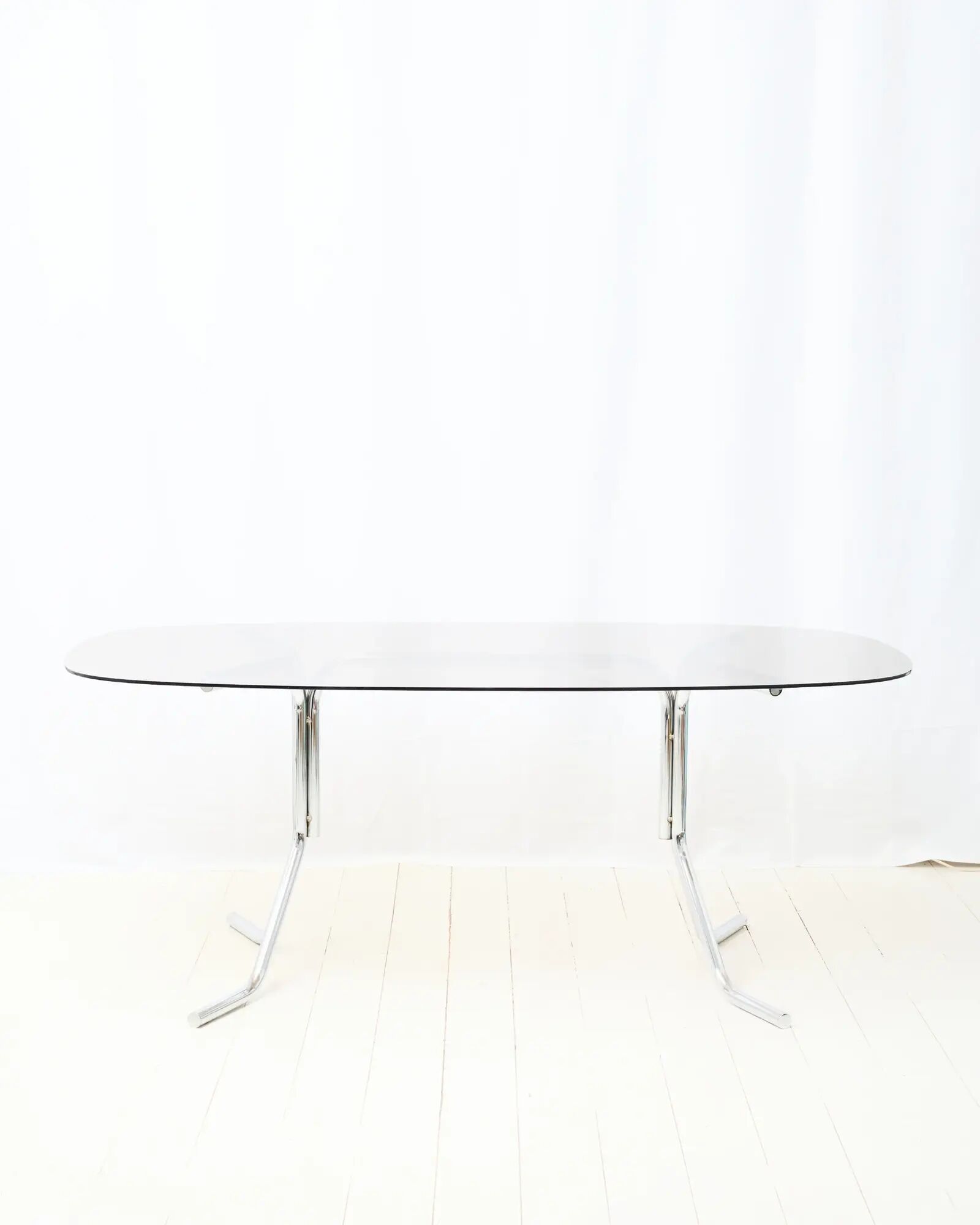Dining table with tubular chrome base, 1970s