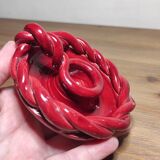 Twisted red earthenware candle holder
