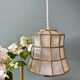 Vintage mother-of-pearl and brass lampshade pendant light
