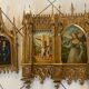 Neo-Gothic triptych in gilded wood