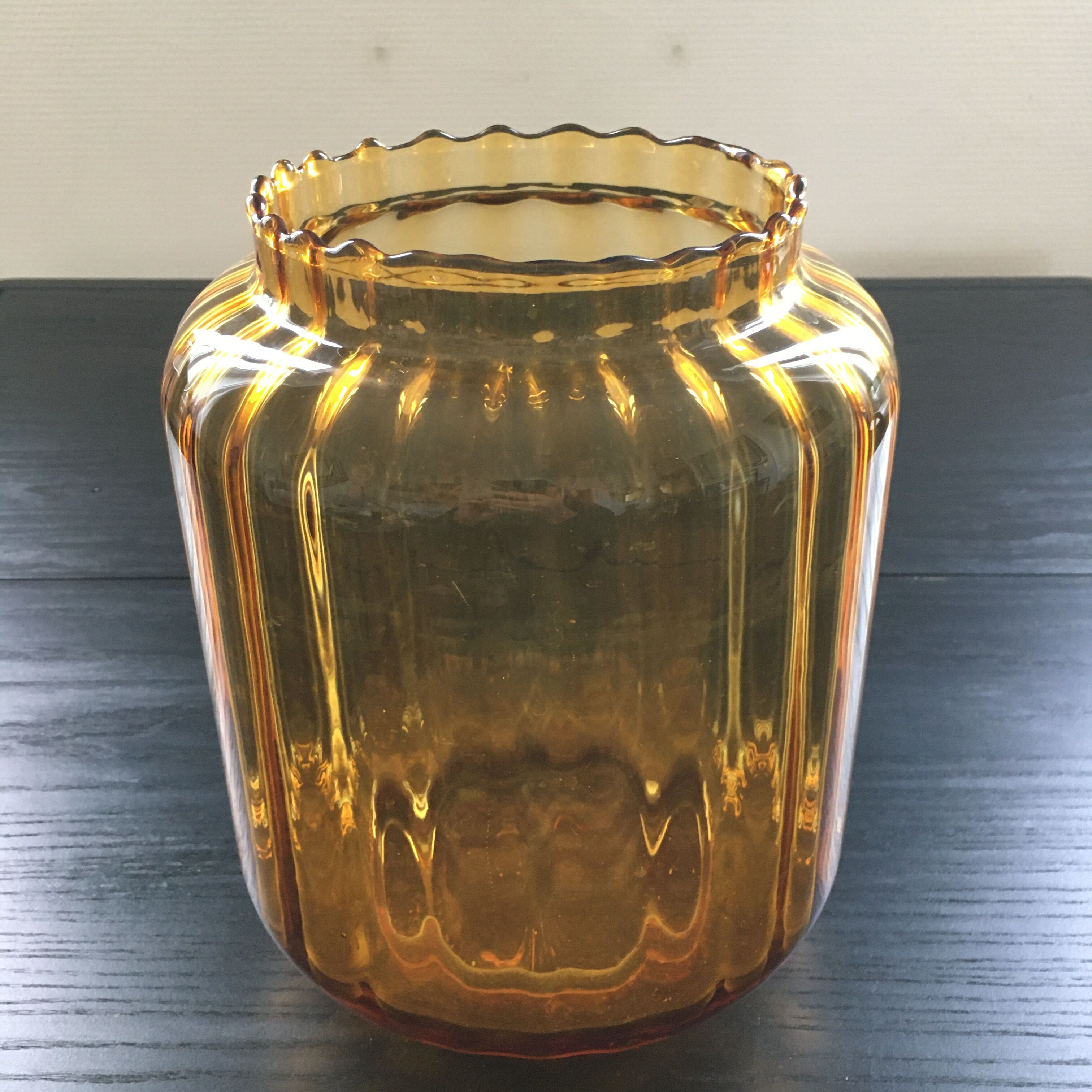 Scandinavian amber glass vase