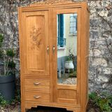 Parisian art deco hotel wardrobe in solid raw oak 1930