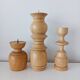 Set of 3 Scandinavian turned wooden candle holders