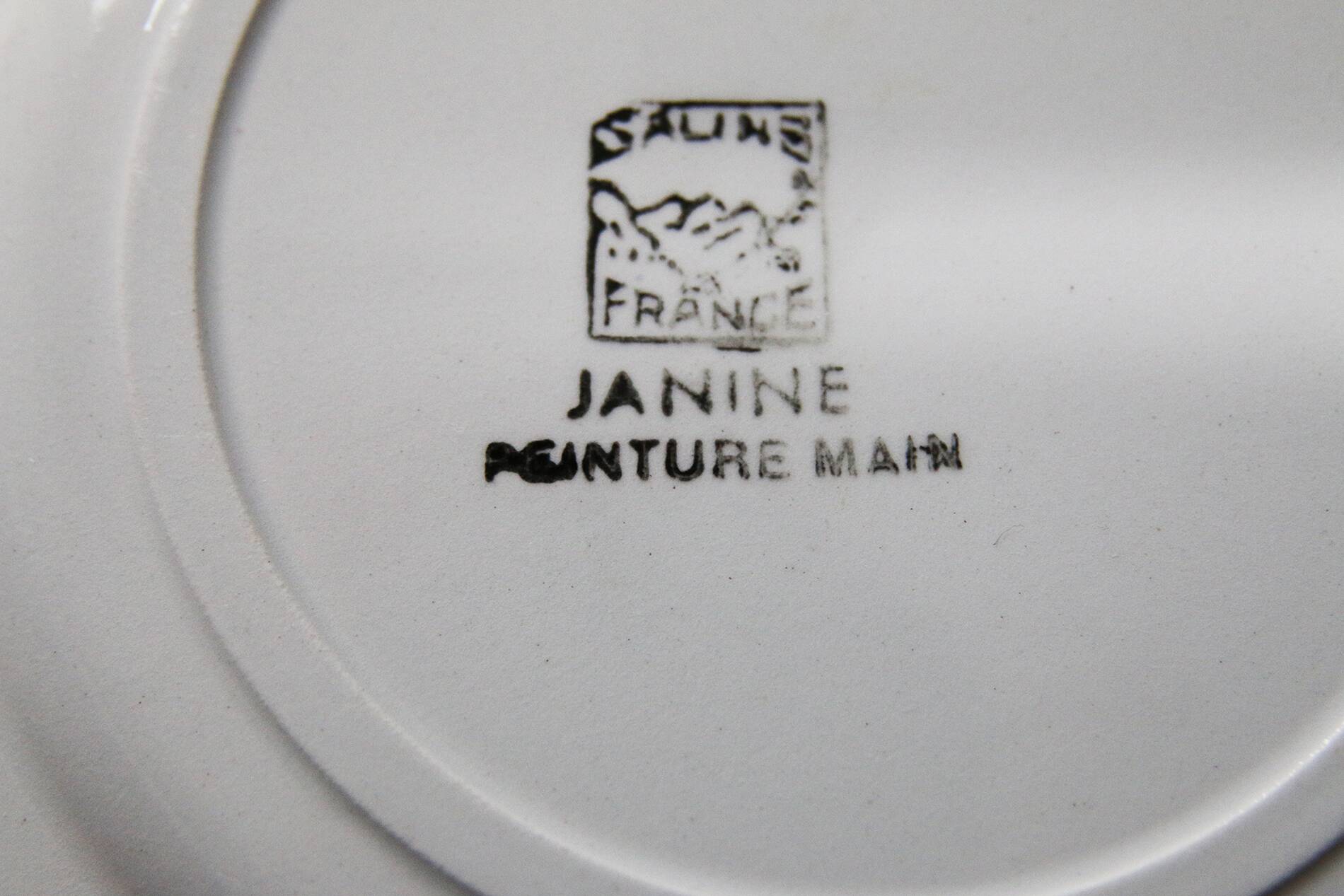 3 dessert plates earthenware Salins France hand-painted