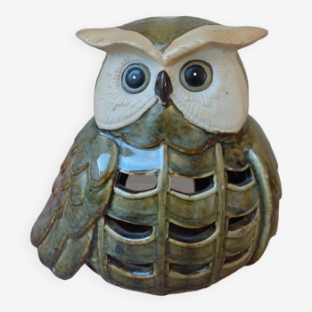 Old Ceramic Owl Candle Lantern