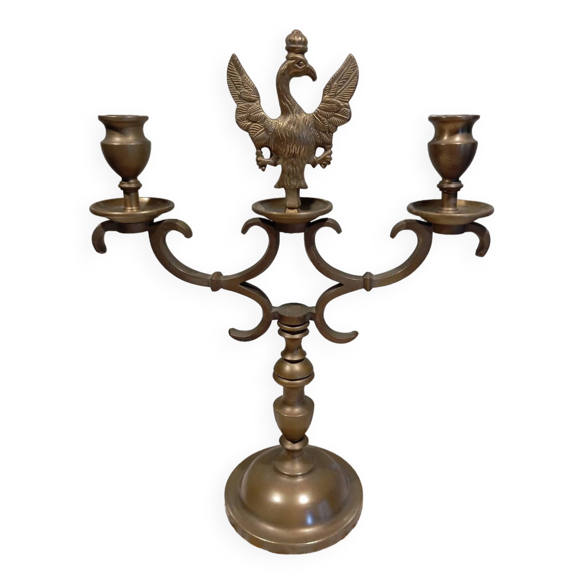 2-arm bronze candlestick, with eagle, 19th century
