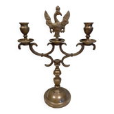 Chandelier 2 bras bronze, avec aigle, 19eme