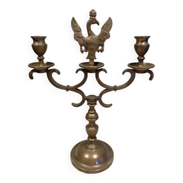 Chandelier 2 bras bronze, avec aigle, 19eme