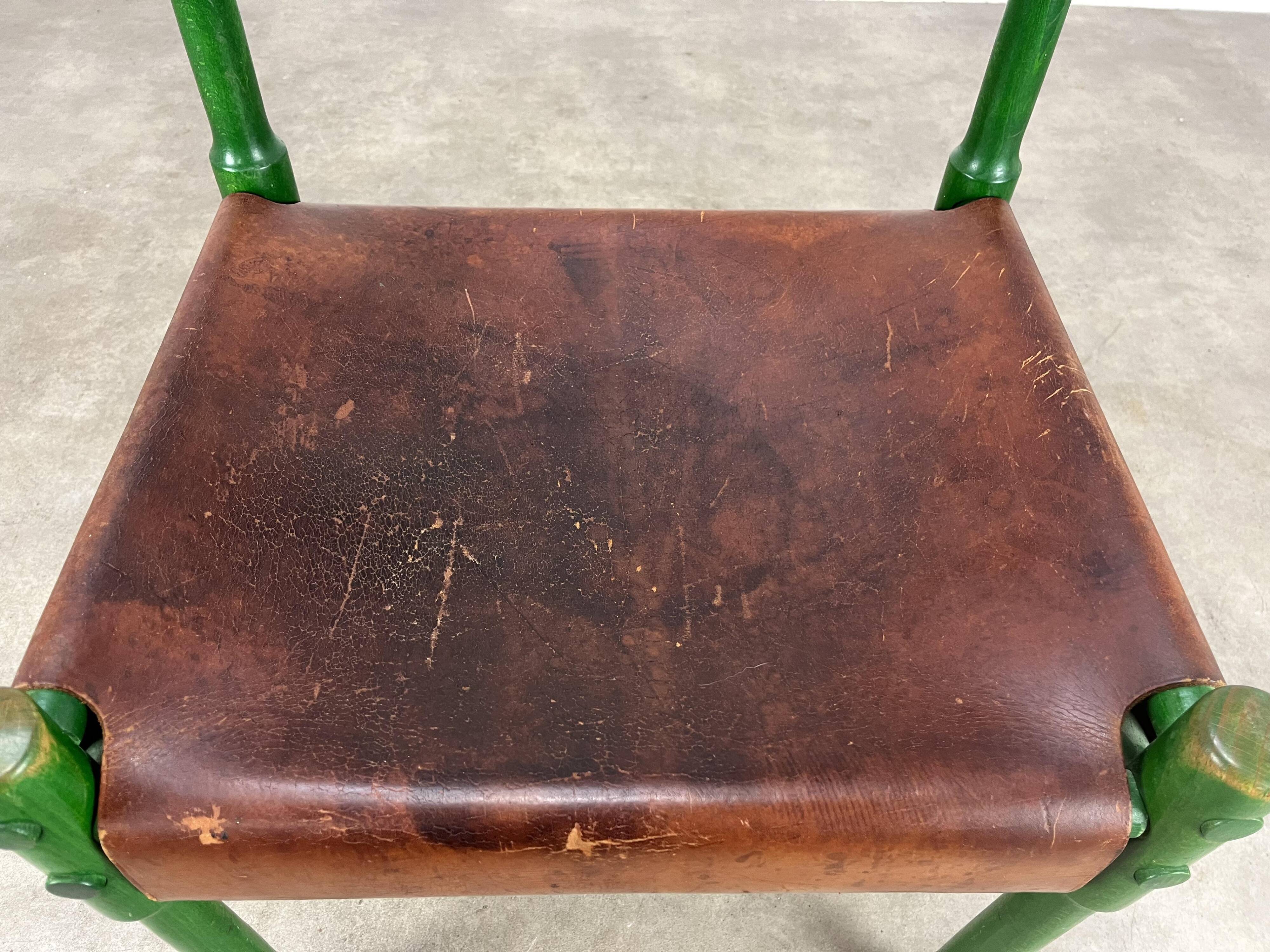 Stretched leather safari chair, 60s Jungle Chic style