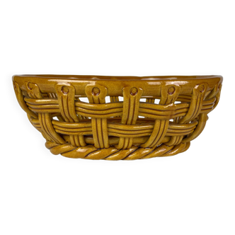 Vallauris ocher colored ceramic basket