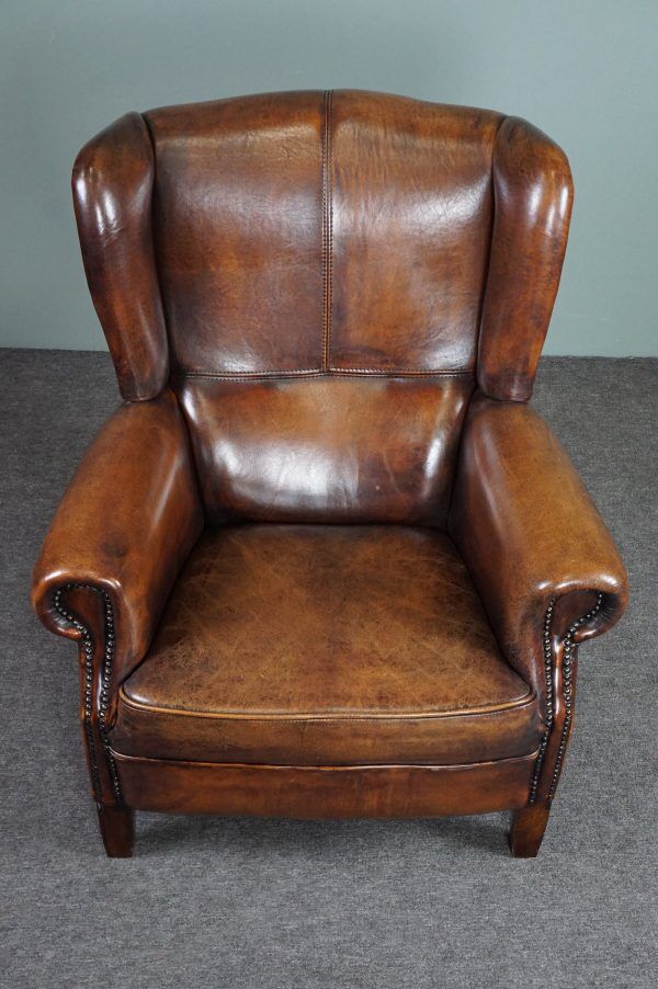 Brown sheepskin armchair