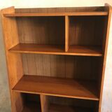 1960's vintage bookcase blond walnut and compass feet