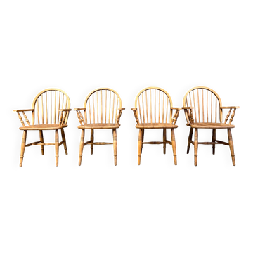 Magnifiques chaises de salle à manger de style Windsor en anglais, ensemble de 4.