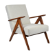 Fauteuil scandinave vintage, années 1960, tissu beige entièrement rénové