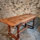 French farmhouse table in oak – 1950-1970 – Top made of solid blocks