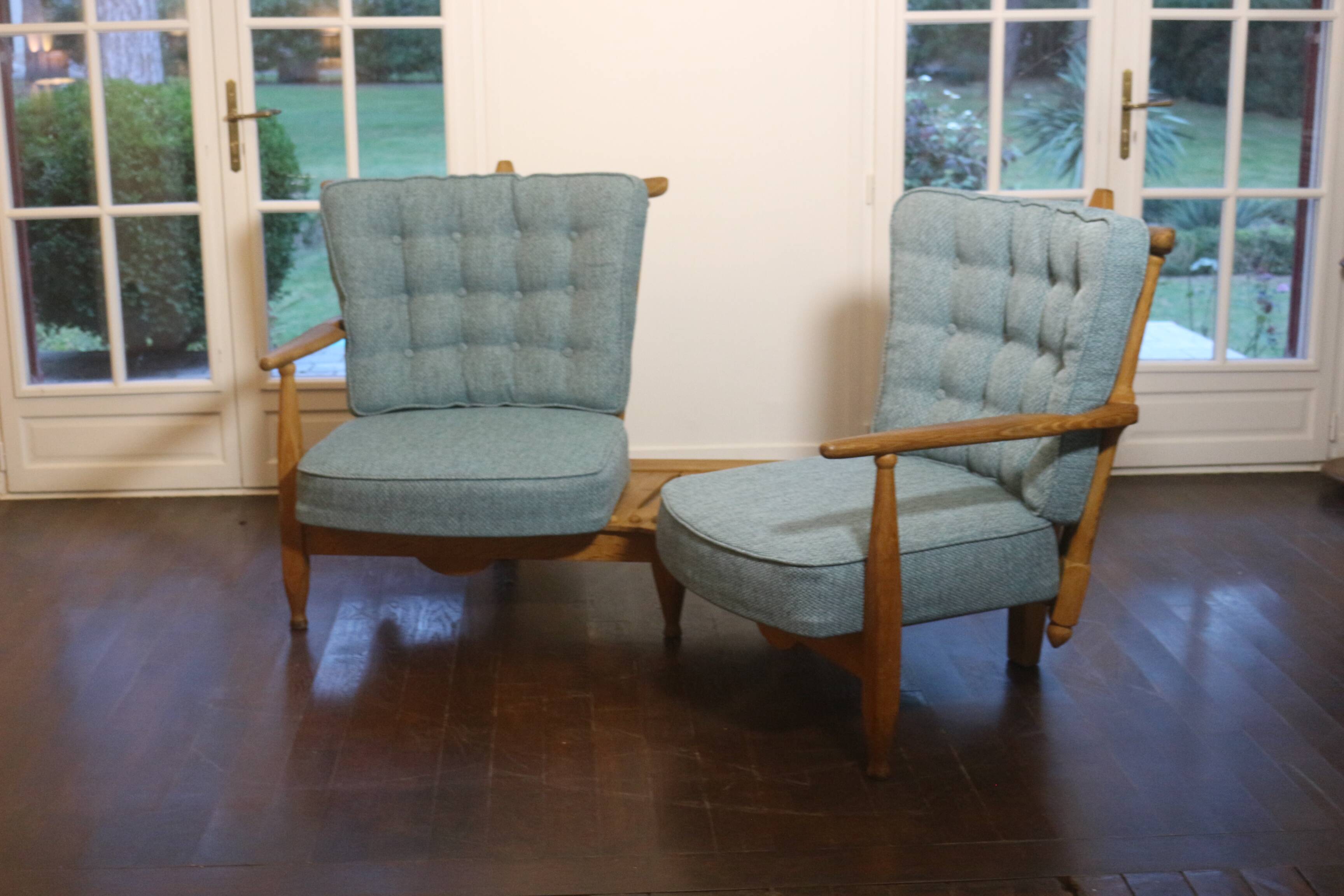 Fan bench by Guillerme and Chambron reupholstered