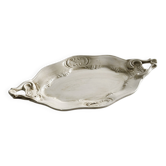 Tray, old dish with handles and relief patterns.