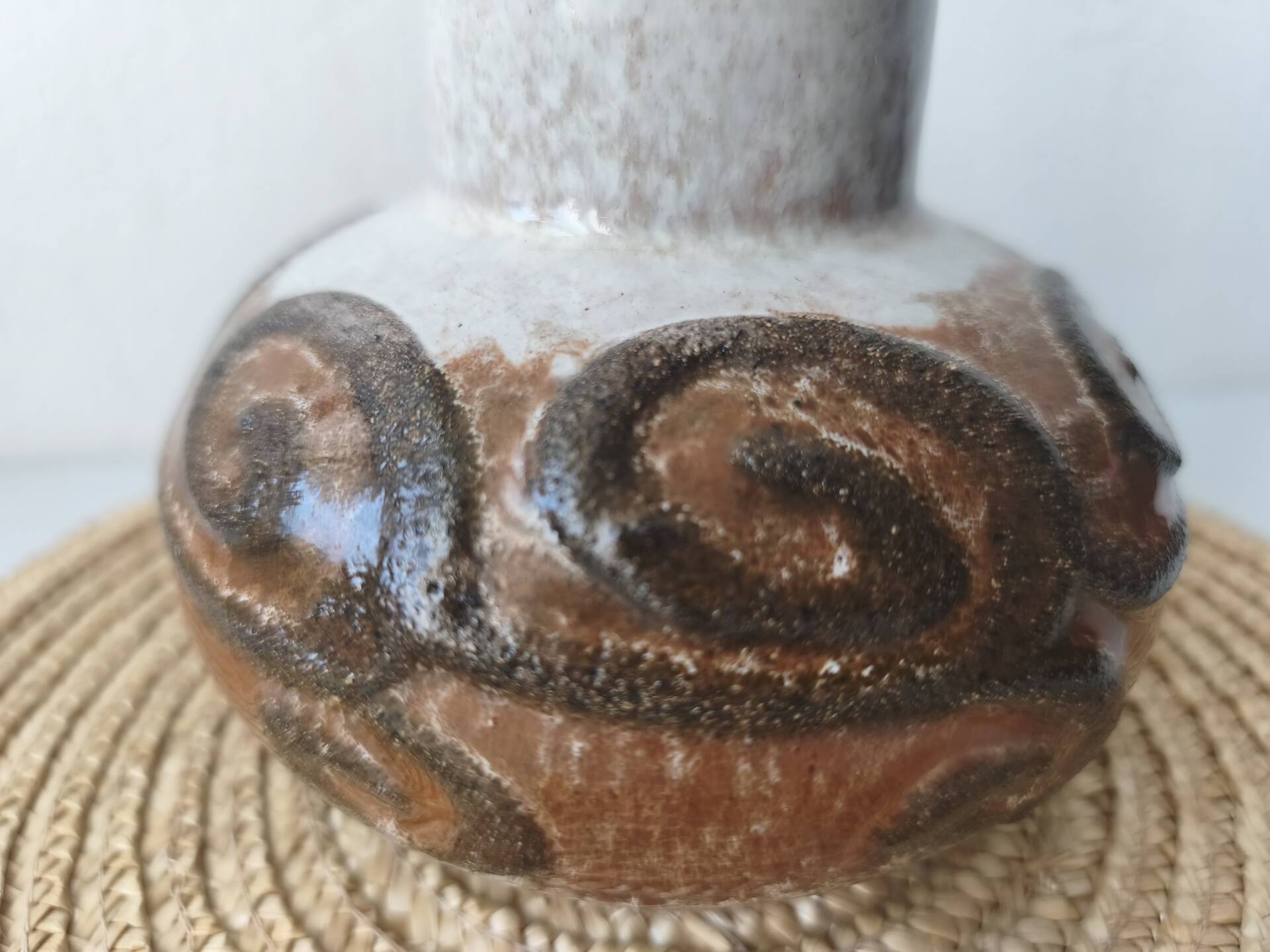 Vintage Strehla round vase, ceramic, East Germany, 1960s/70s