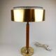 Mid-century Swedish table lamp in brass, crystal, and wood by Boréns.